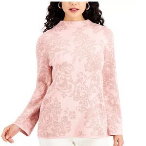 JM Collection Printed Funnel-Neck Sweater S pink new with tags